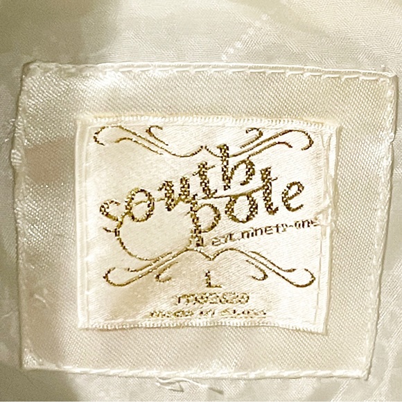 Southpole Large Y2K Metallic White‎ Quilted Puffer Cropped Jacket - Picture 3 of 6